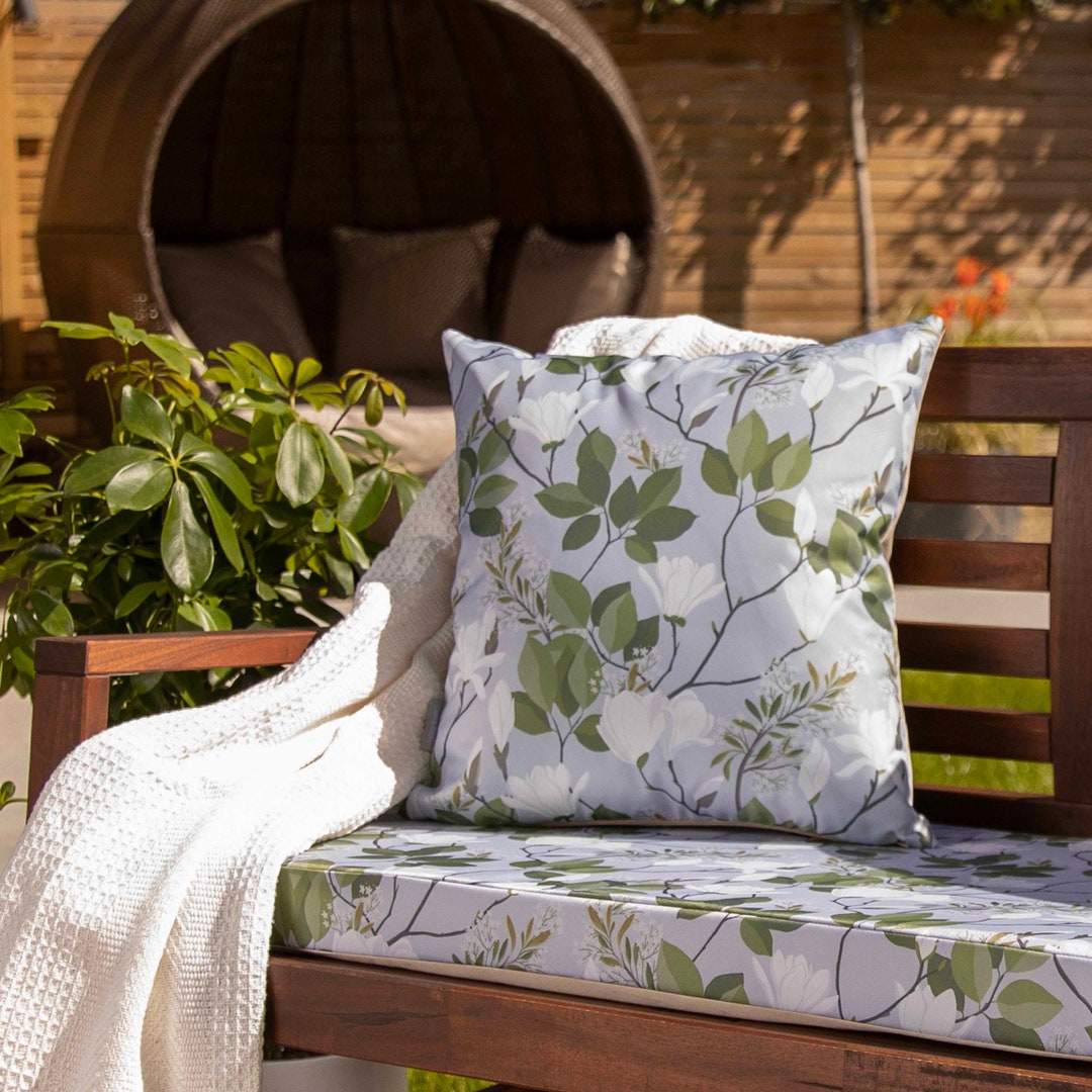 Water Resistant Garden Cushion Outdoor Pillow Magnolia Grey Etsy UK