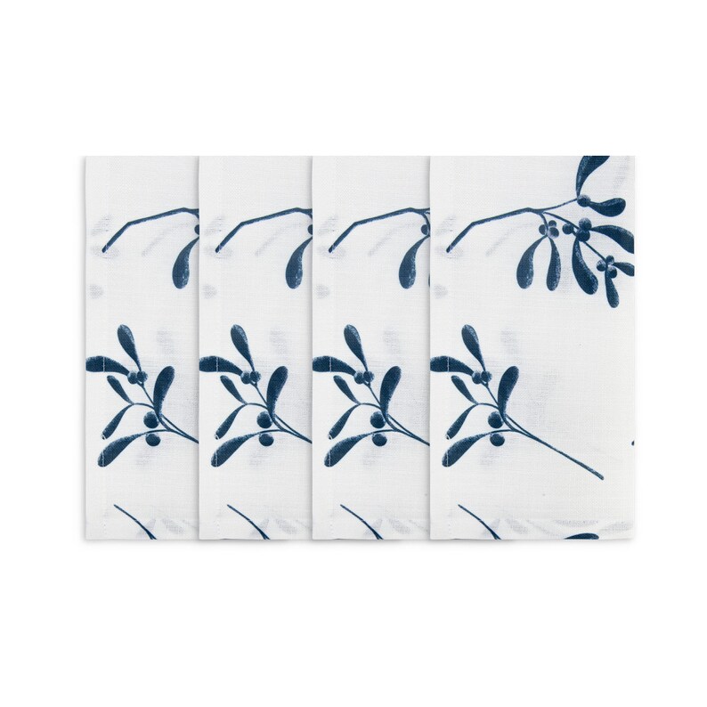 Celina Digby Luxury Designer Contemporary Modern Festive Christmas Napkin Set, Eco-Friendly Recycled Fabric, Mistletoe Natural / White 38cm image 6