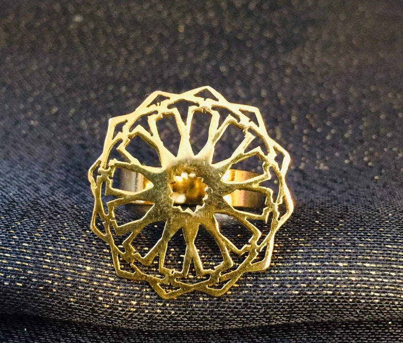 Oriental Star,12 Edged Star,Unisex Handmade Ring 18 K Golden Ring Brass Accessories Gold Plated.NickelLead Free Geometric Statement Ring