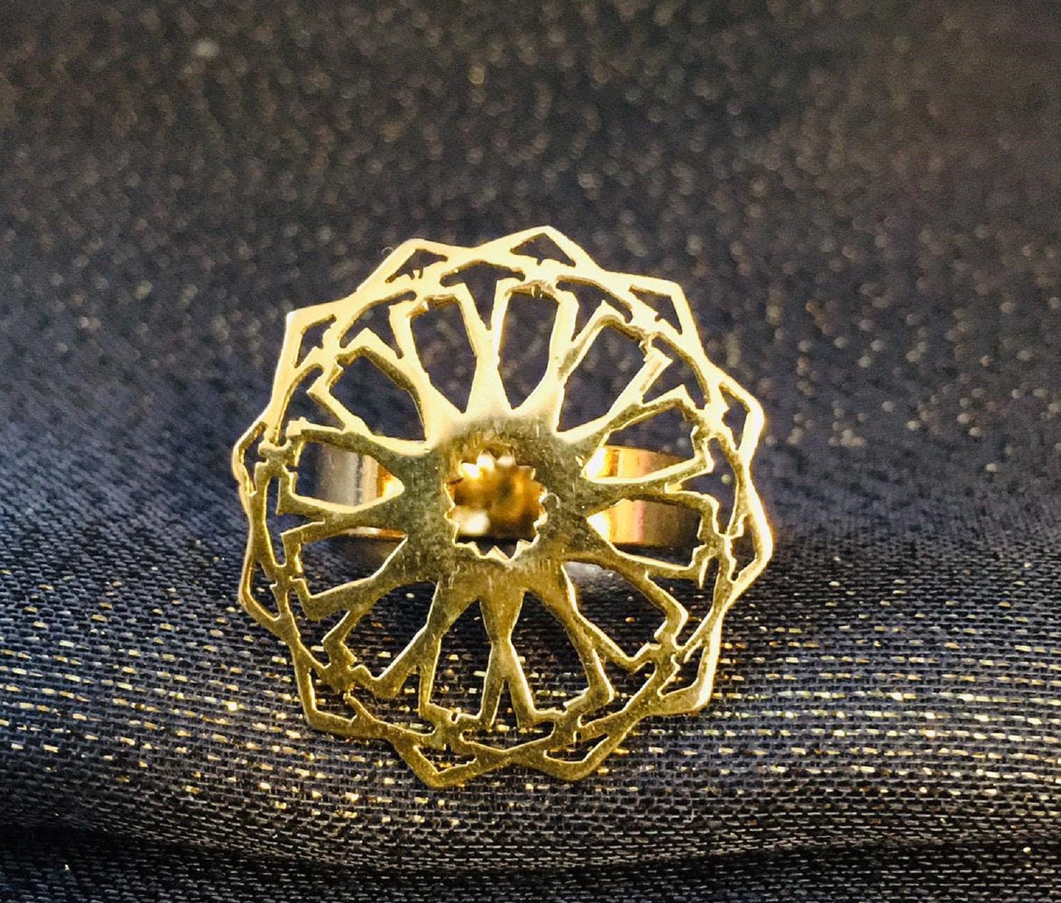 Oriental Star,12 Edged Star,Unisex Handmade Ring 18 K Golden Ring Brass Accessories Gold Plated.NickelLead Free Geometric Statement Ring