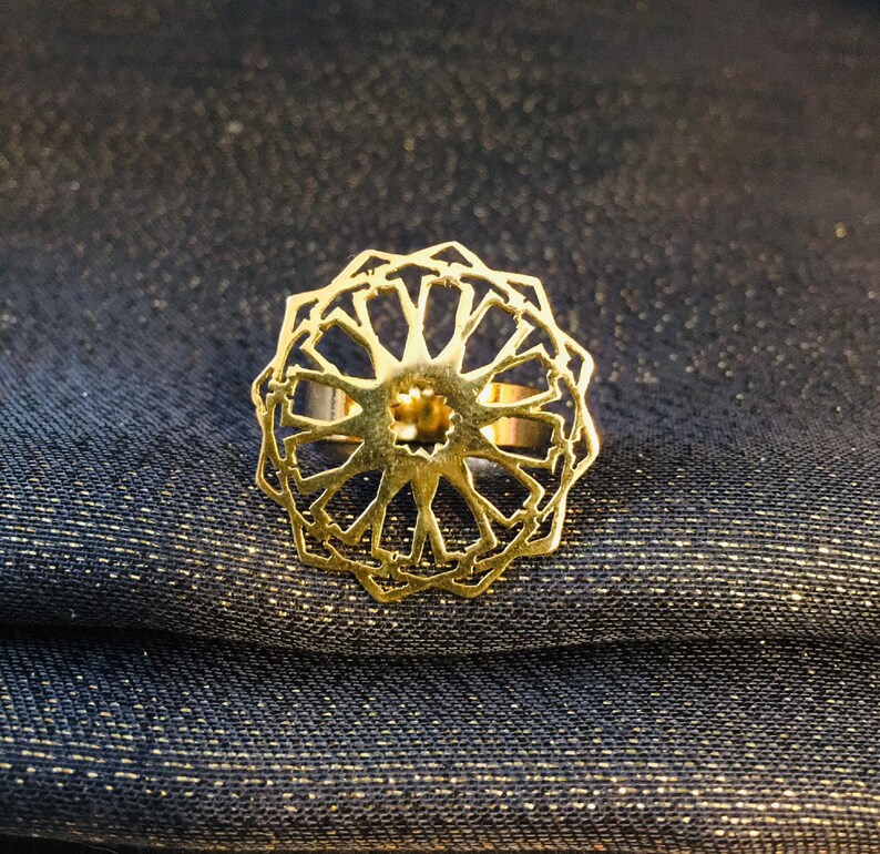 Oriental Star,12 Edged Star,Unisex Handmade Ring 18 K Golden Ring Brass Accessories Gold Plated.NickelLead Free Geometric Statement Ring