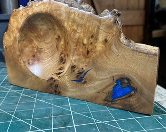 Burr elm and resin standing bowl