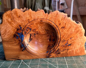 Burr elm and resin standing bowl