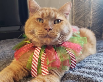 Christmas Ribbon Cat Collars: Multiple Styles/Colors