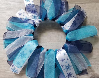 Snowflake + Winter Cat Ribbon Collar-  multiple color options