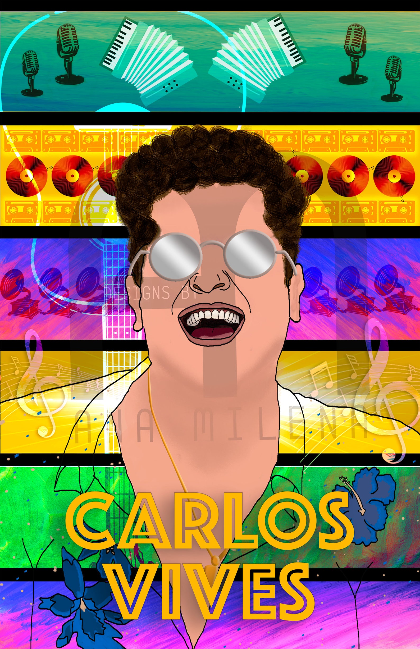 Carlos Vives. Digital Drawing Made in Photoshop and Colored - Etsy