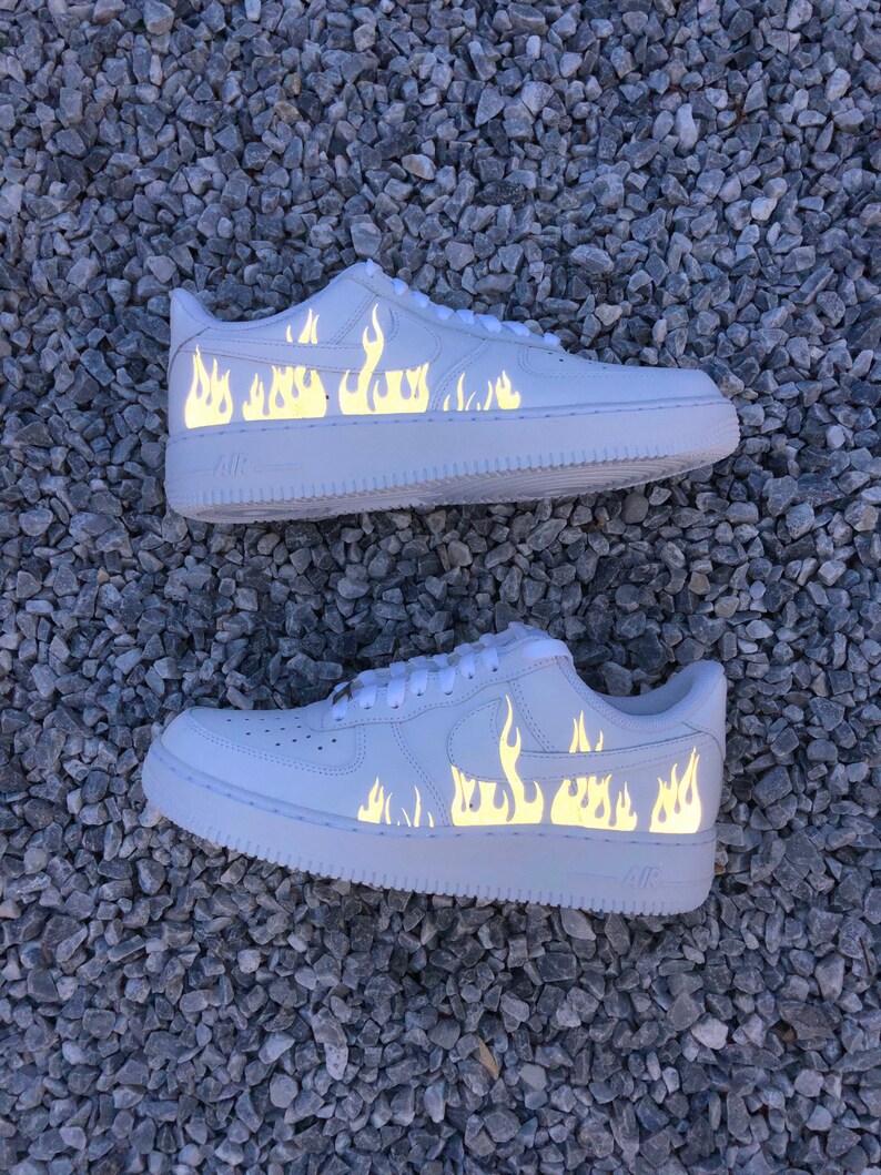 Custom Nike Air Force 1 Flame reflective 3M Fire Air Force - Etsy