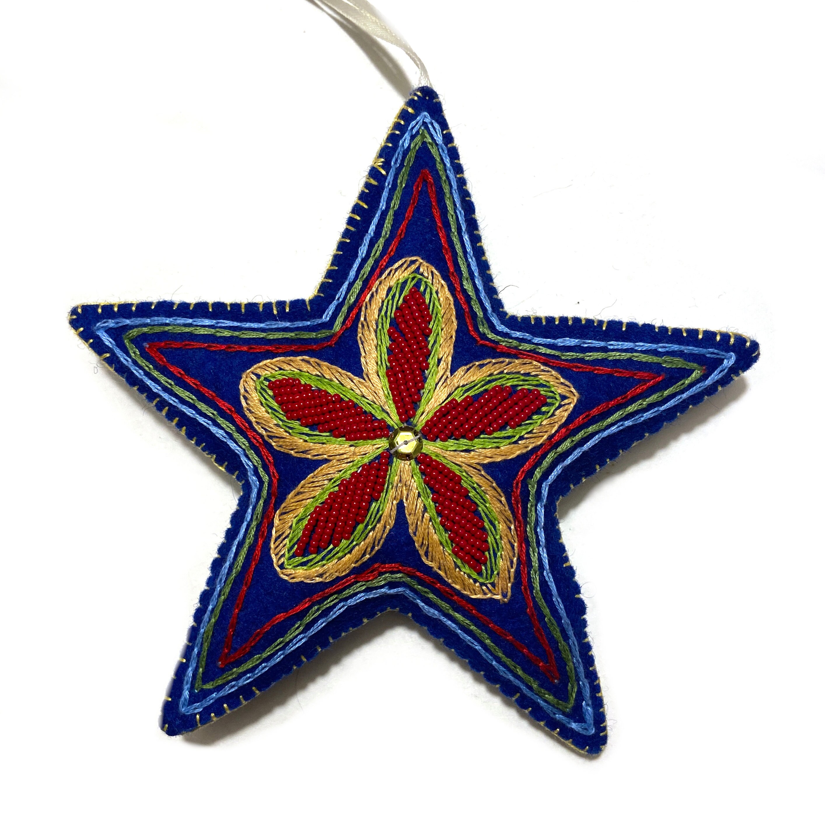 5.75-inch Star Ornamenthand Embroidery Hand Beading Felt - Etsy