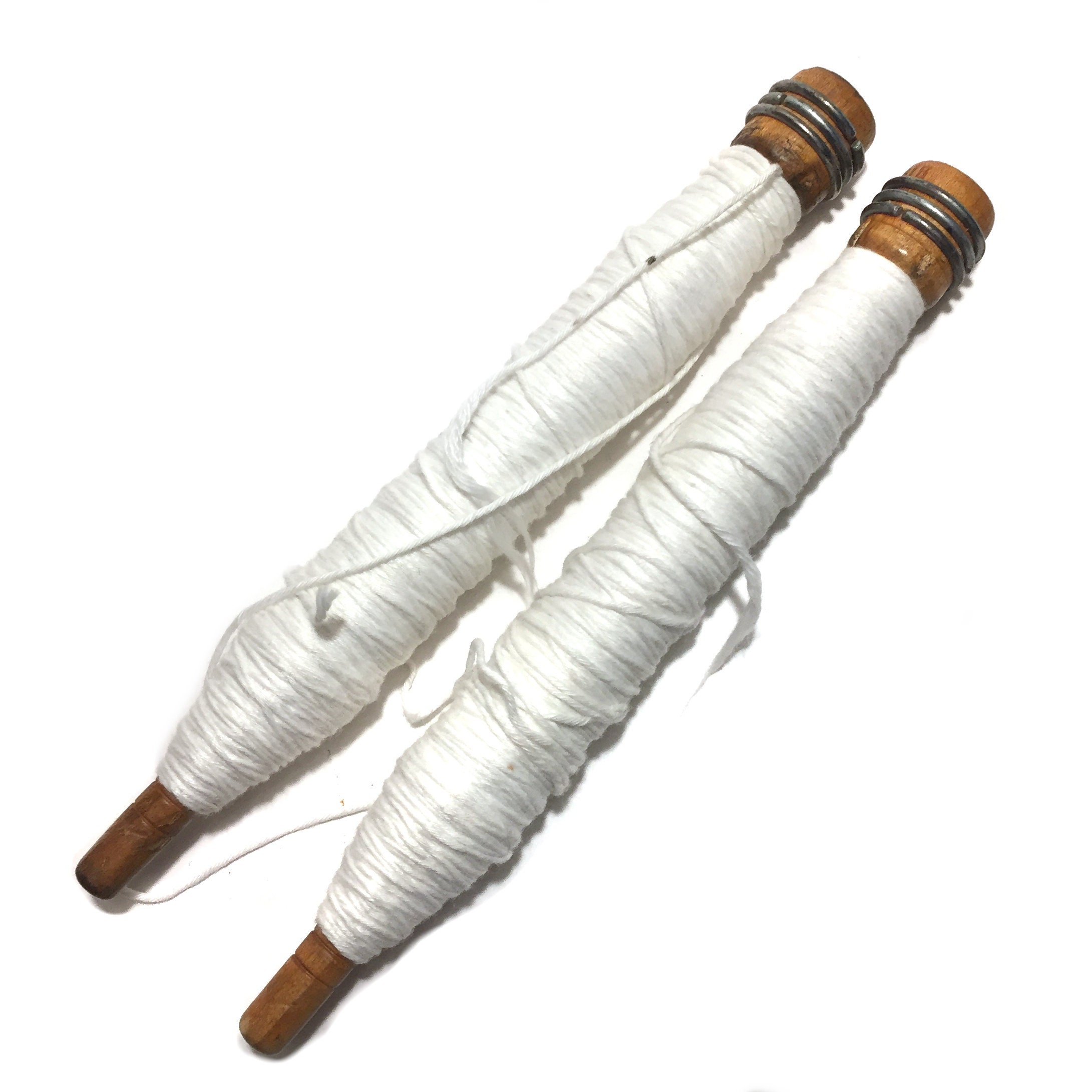 Two VINTAGE Antique Spools Industrial Textile Mill Spindles Etsy