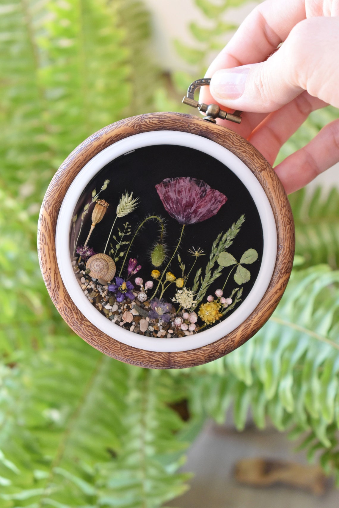 Pressed flower frame. Flower Arrangement Epoxy Embroidery Etsy