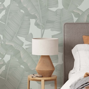 Vintage Banana Leaves Peel and Stick Wallpaper | Removable Tropical Mural | Self Adhesive or Pre-Pasted Wallpaper | Eco Friendly