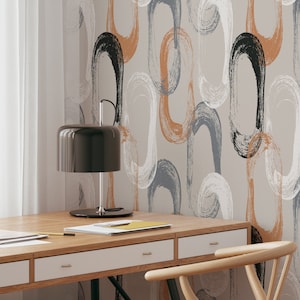 Abstract Modern Circles Peel and Stick Wallpaper | Removable Self Adhesive Geometrical Pattern | Modern Elegant Wallpaper | Eco Friendly