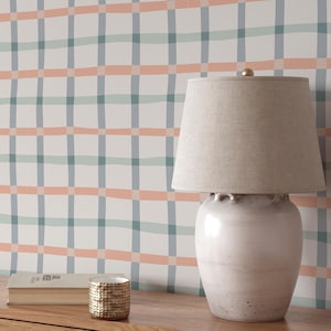 Colorful Plaid Wallpaper | Removable Trendy Funny Checkered Peel and Stick Wallpaper | Kids Minimalist Room Decor | Gingham Wall Pattern