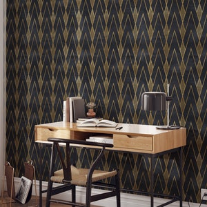 Papier peint autocollant Art déco jazz | Motif géométrique auto-adhésif amovible | Papier peint moderne et élégant | Respectueux de l'environnement
