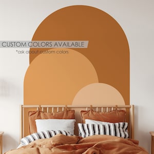 Sunrise Modern Arch Wall Decal | Peel and Stick Arch Wall Sticker | Removable Self Adhesive Boho Mural | Headboard Sticker