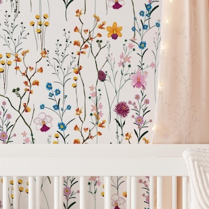 Herbs and Flowers Wallpaper | Removable Self Adhesive Botanical Wallpaper | Floral Peel and Stick or Pre-Pasted Wallpaper