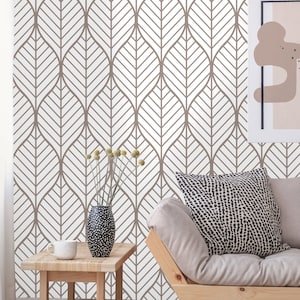 Removable Wallpaper | Peel and Stick Geometric Wallpaper | Self Adhesive Geometric Leaves | Vintage Wallpaper
