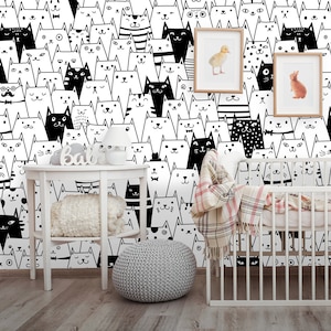 Removable Wallpaper | Peel and Stick Animal Wallpaper |  Self Adhesive Drawing Wallpaper | Kids Room Wallpaper