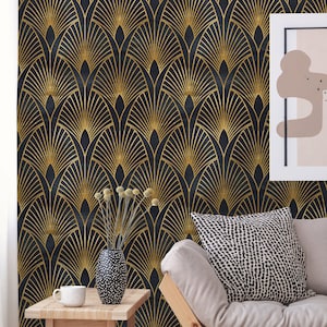 Removable Wallpaper | Peel and Stick Geometric Wallpaper | Self Adhesive Art Deco Wallpaper | Vintage Wallpaper