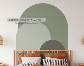 Dusty Green Modern Arch Wall Decal | Peel and Stick Arch Wall Sticker | Removable Self Adhesive Boho Mural | Headboard Sticker