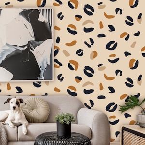 Modern Leopard Peel and Stick Wallpaper | Removable Minimalist Mural | Self Adhesive or Pre-Pasted Wallpaper | Eco Friendly