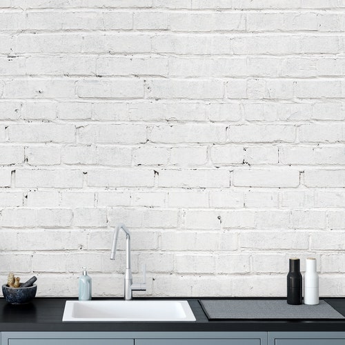 Black and White Brick Peel and Stick Removable Wallpaper 5429 Etsy