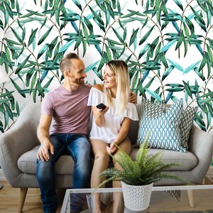 Removable Wallpaper | Peel and Stick Floral Pattern | Tropical Wallpaper | Leaves Wallpaper