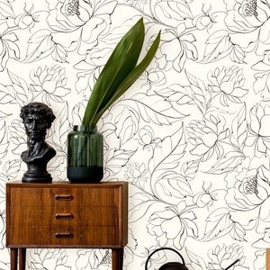 Peony Peel and Stick Wallpaper | Removable Floral Mural | Self Adhesive or Pre-Pasted Wallpaper | Eco Friendly