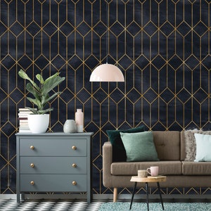 Art Deco Peel and Stick Wallpaper | Removable Vintage Geometric Wallpaper | Self Adhesive or Pre-Pasted Wallpaper | Eco Friendly