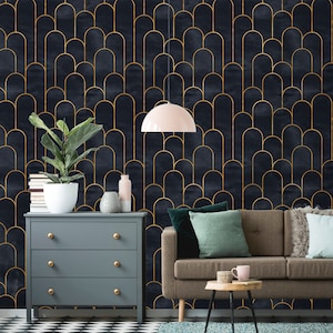 Removable Wallpaper | Peel and Stick Geometric Wallpaper | Self Adhesive Art Deco Wallpaper | Vintage Wallpaper