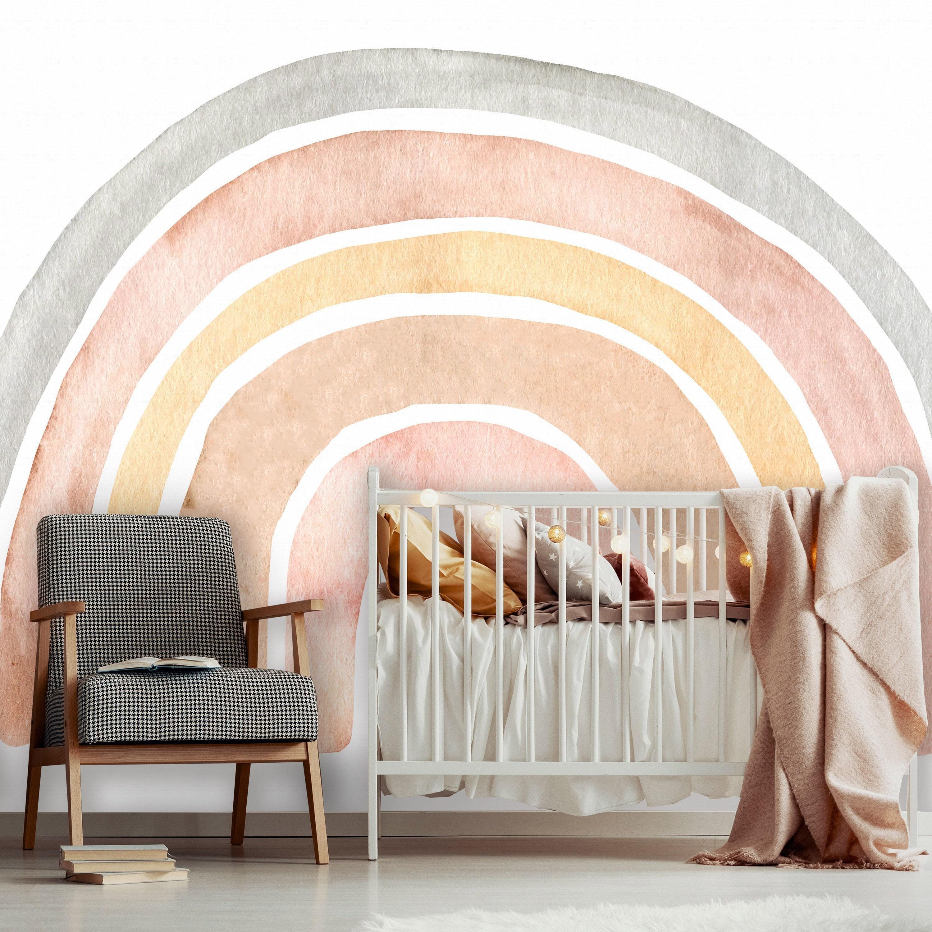 Rainbow Peel and Stick Wallpaper | Removable Nursery Watercolor Rainbow ...