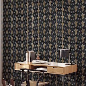 Art Deco Jazz Peel and Stick Wallpaper | Removable Self Adhesive Geometrical Pattern | Modern Elegant Wallpaper | Eco Friendly