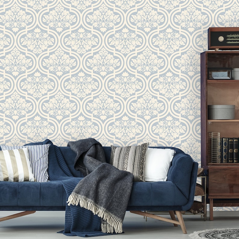 Removable Wallpaper Victorian Style Peel and Stick Geometric Etsy