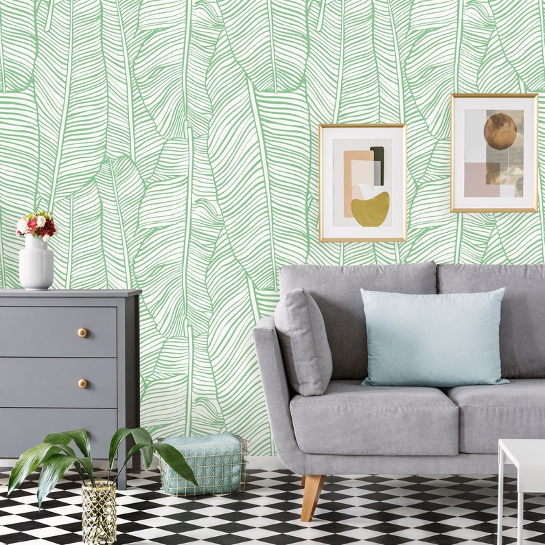Banana Leaf Peel and Stick Wallpaper Removable Tropical | Etsy