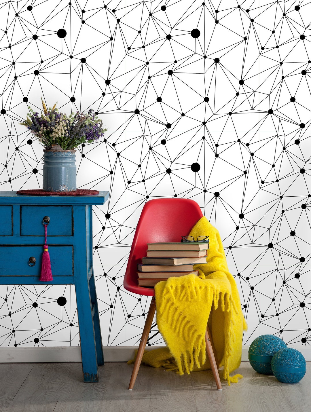 Removable Wallpaper Peel and Stick Geometric Wallpaper Self Adhesive Modern Wallpaper Molecule