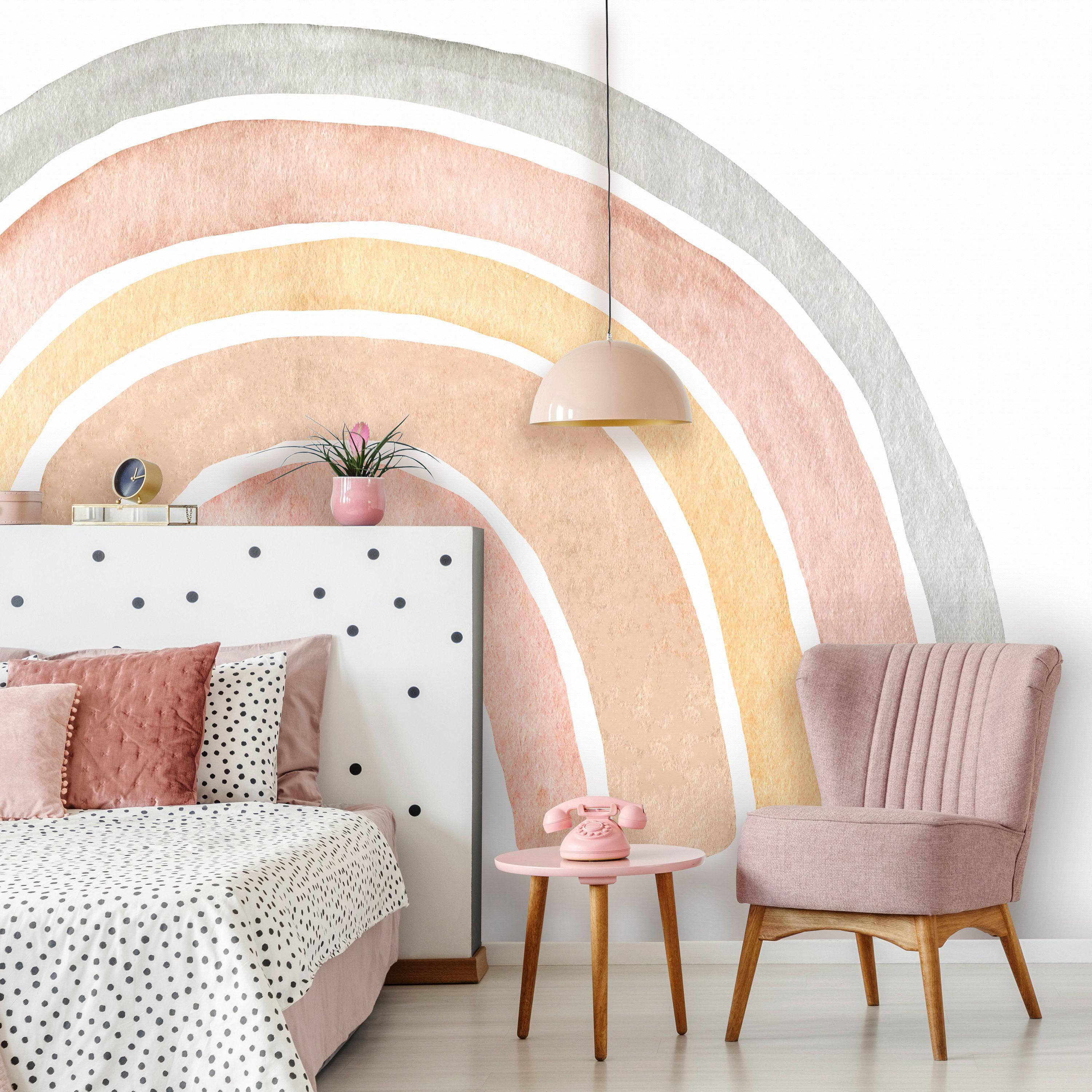 Rainbow Peel and Stick Wallpaper | Removable Nursery Watercolor Rainbow ...