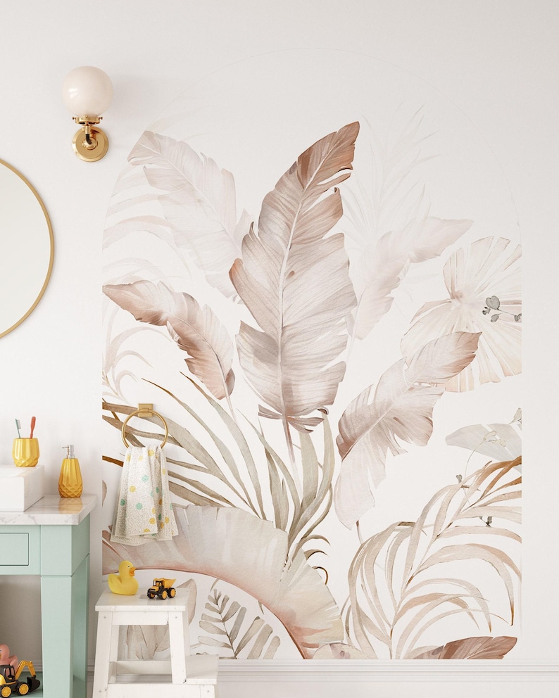 Boho Tropical Arch Wall Decal | Peel and Stick Modern Arch Wall Sticker ...