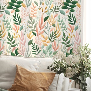 Spring Garden Wallpaper Removable Self Adhesive Botanical Wallpaper Floral Peel and Stick or Pre-Pasted Wallpaper image 2