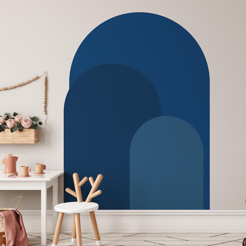 Navy Blue Modern Arch Wall Decal | Peel and Stick Arch Wall Sticker ...