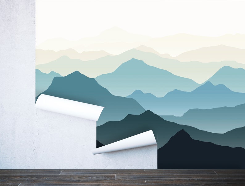 Blue Mountains Peel and Stick Wallpaper Removable Mountain Etsy