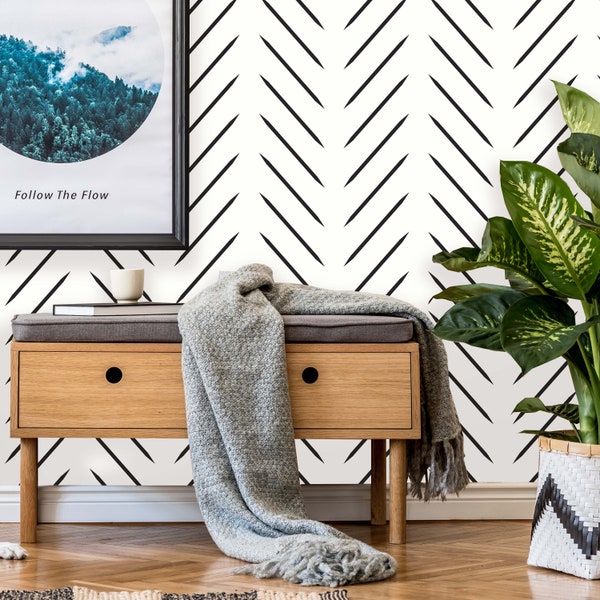 Herringbone Peel and Stick Wallpaper Etsy