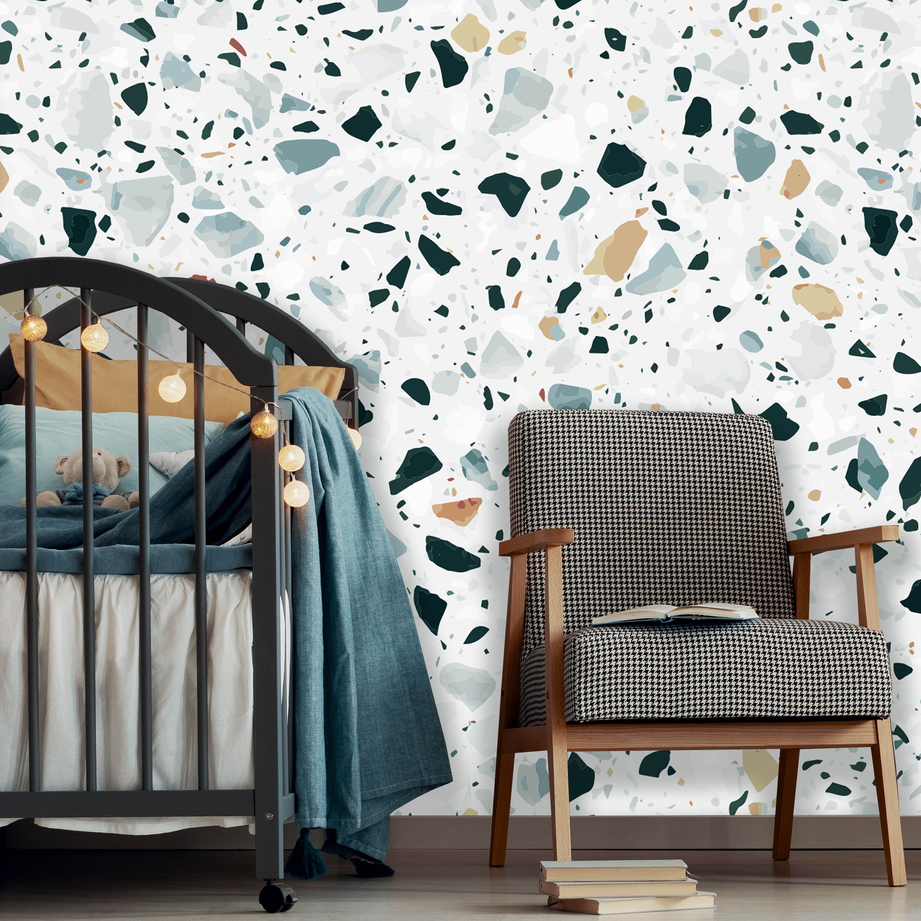 Terrazzo Peel and Stick Wallpaper Removable Modern Mural Etsy