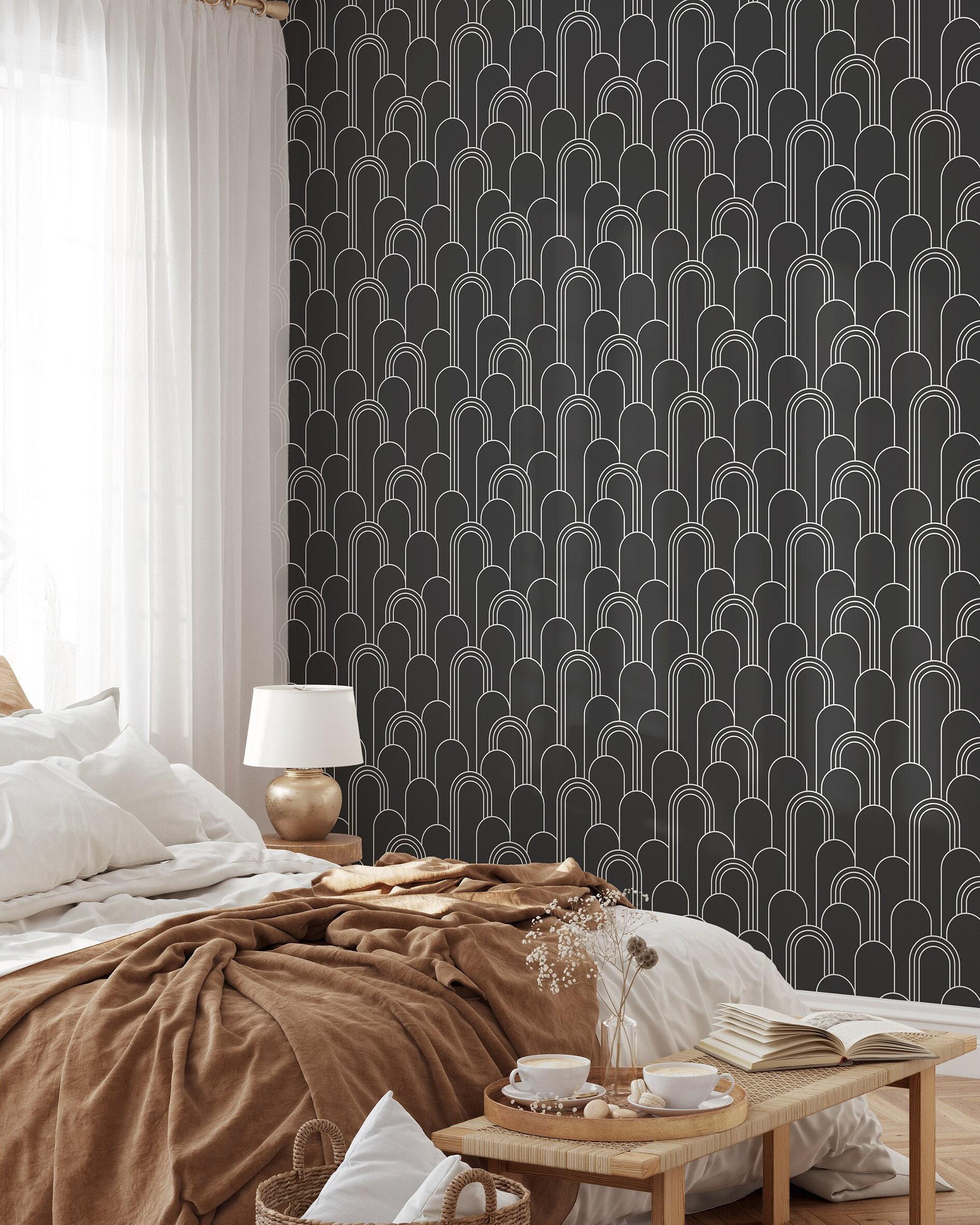 Black and White Arches Wallpaper | Art Deco Removable Self Adhesive ...