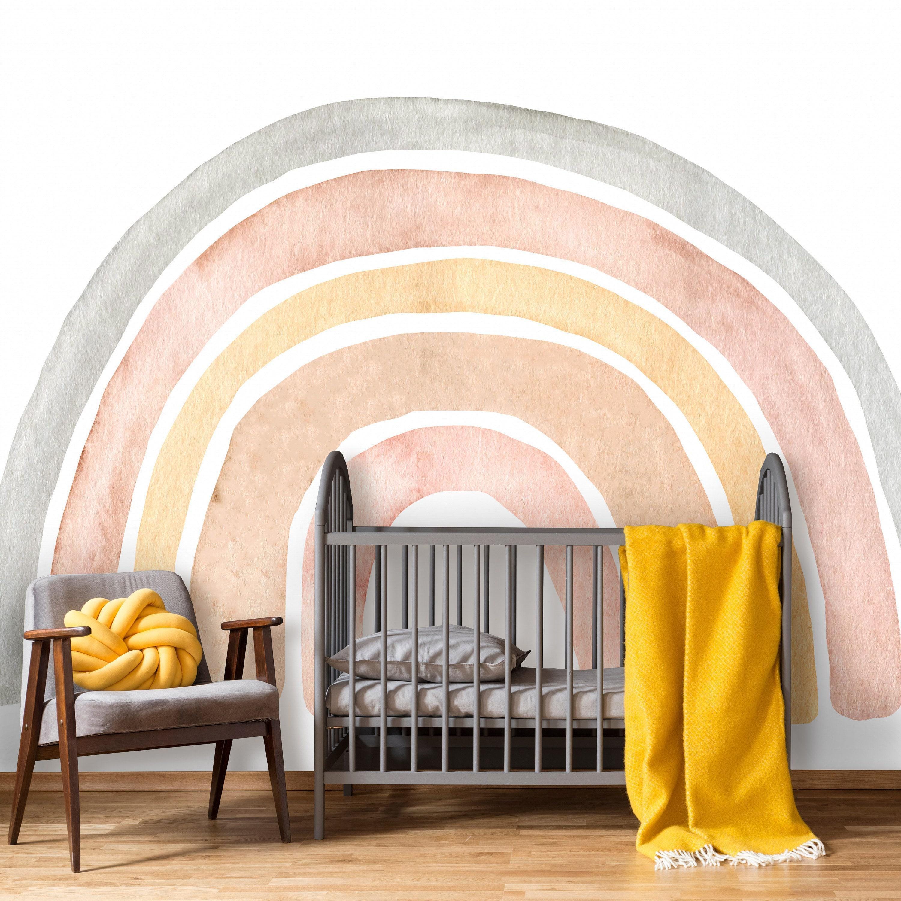 Rainbow Peel and Stick Wallpaper | Removable Nursery Watercolor Rainbow ...