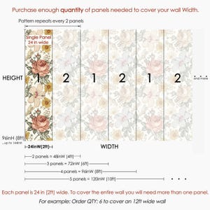 Vintage Rose Removable Wallpaper | Peel and Stick Floral Mural | Self Adhesive Flower Wall Decor | Leaves Wall Art image 4