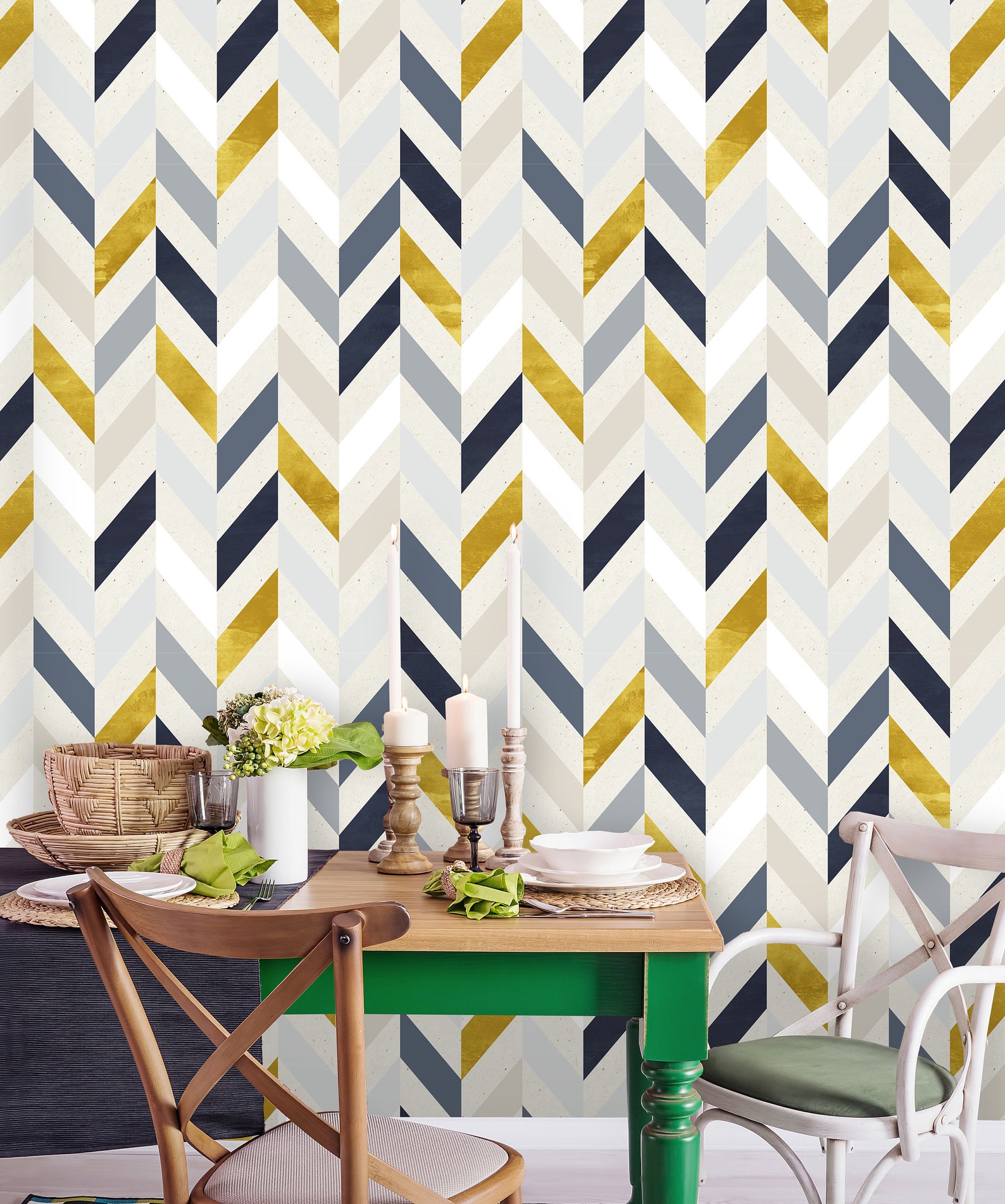 Removable Wallpaper Peel and Stick Geometric Mural Self Etsy