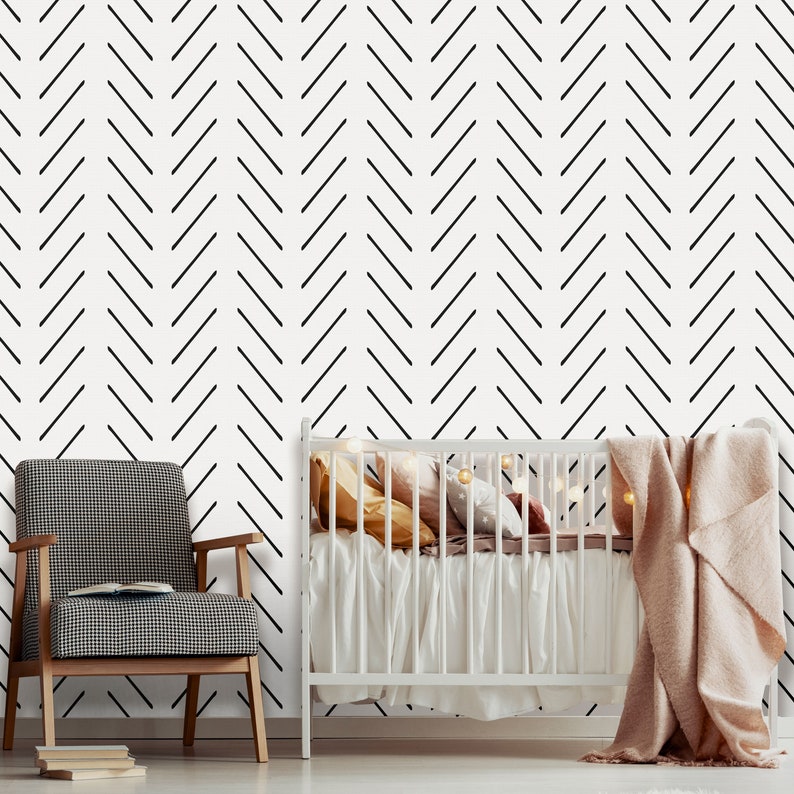 Herringbone Peel and Stick Wallpaper Removable Self Adhesive Etsy
