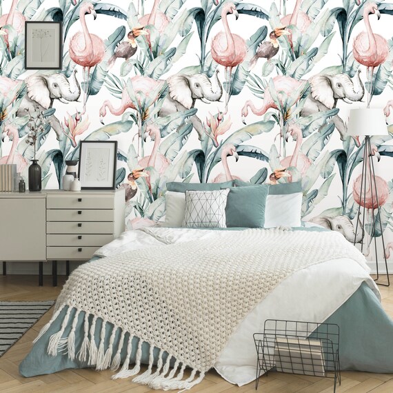 Buy Tropical Flamingo Wallpaper Peel and Stick Wallpaper Online in India   Etsy