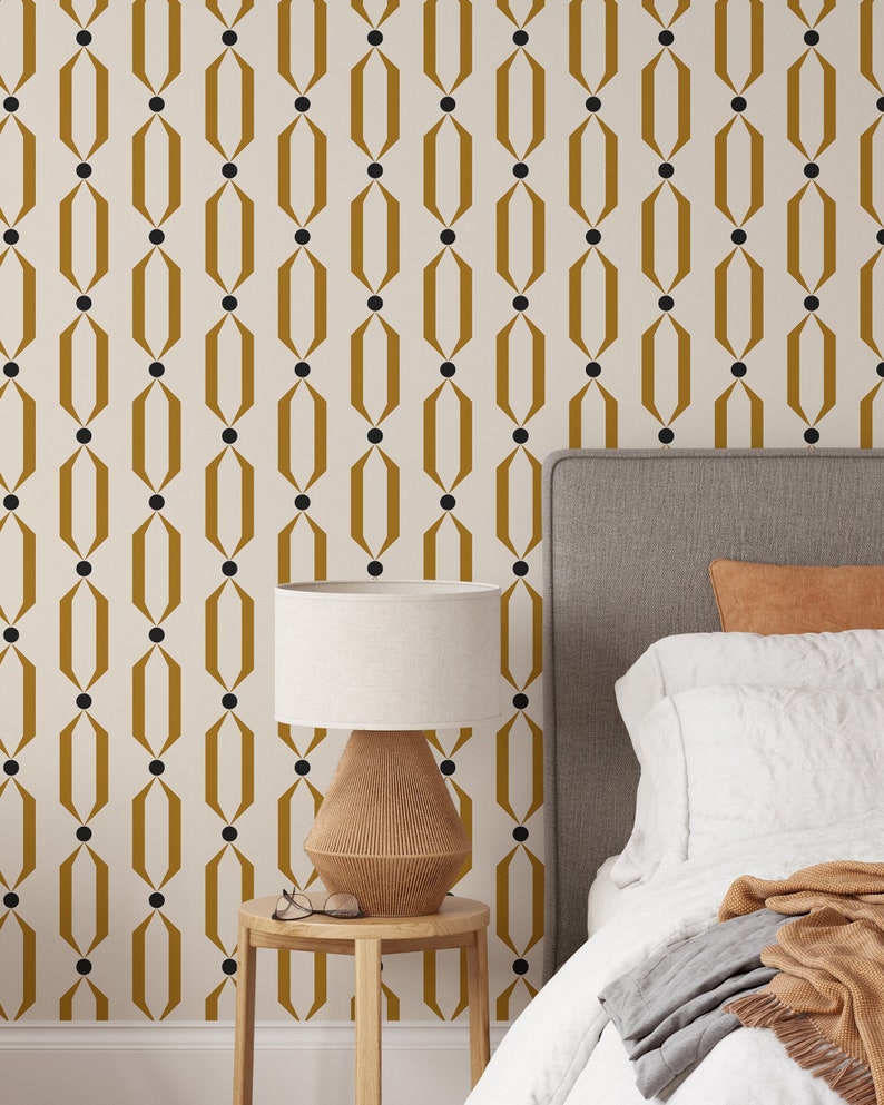 Abstract Chain Peel and Stick Wallpaper Removable Self Adhesive Geometrical Pattern Modern Elegant Wallpaper Eco Friendly image 1