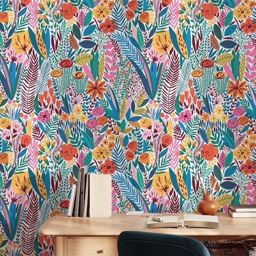 Scandinavian Floral Wallpaper | Removable Self Adhesive Botanical